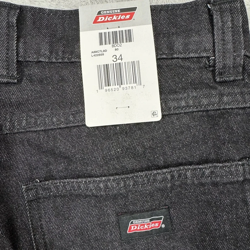 NWT Dickies Carpenter Long Shorts Men's 34 Charcoal Black Relaxed Wide Leg Denim